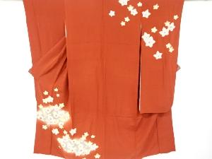 リサイクル　こむさでもーど　楓に八重桜模様振袖(重ね衿付き)・長襦袢・袋帯・和装小物セット